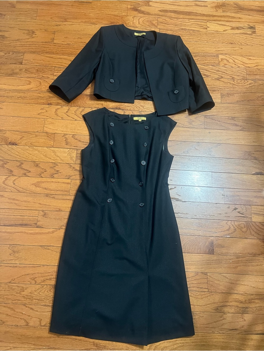 Alex Marie Black Sleeveless Sheath Dress with Cropped Jacket